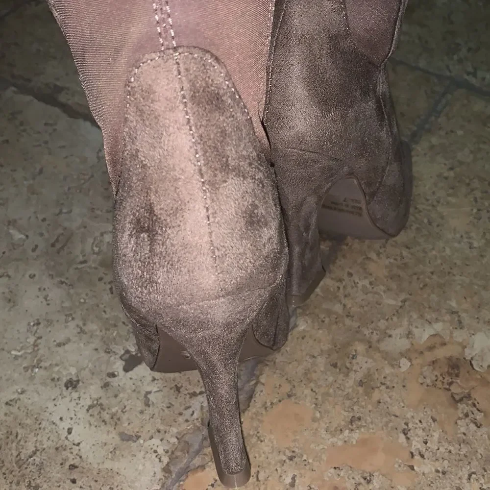 Taupe Suede Over Knee Boots